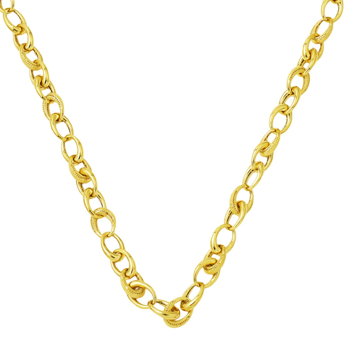14K Yellow Gold Italian Hoop Chain Necklace