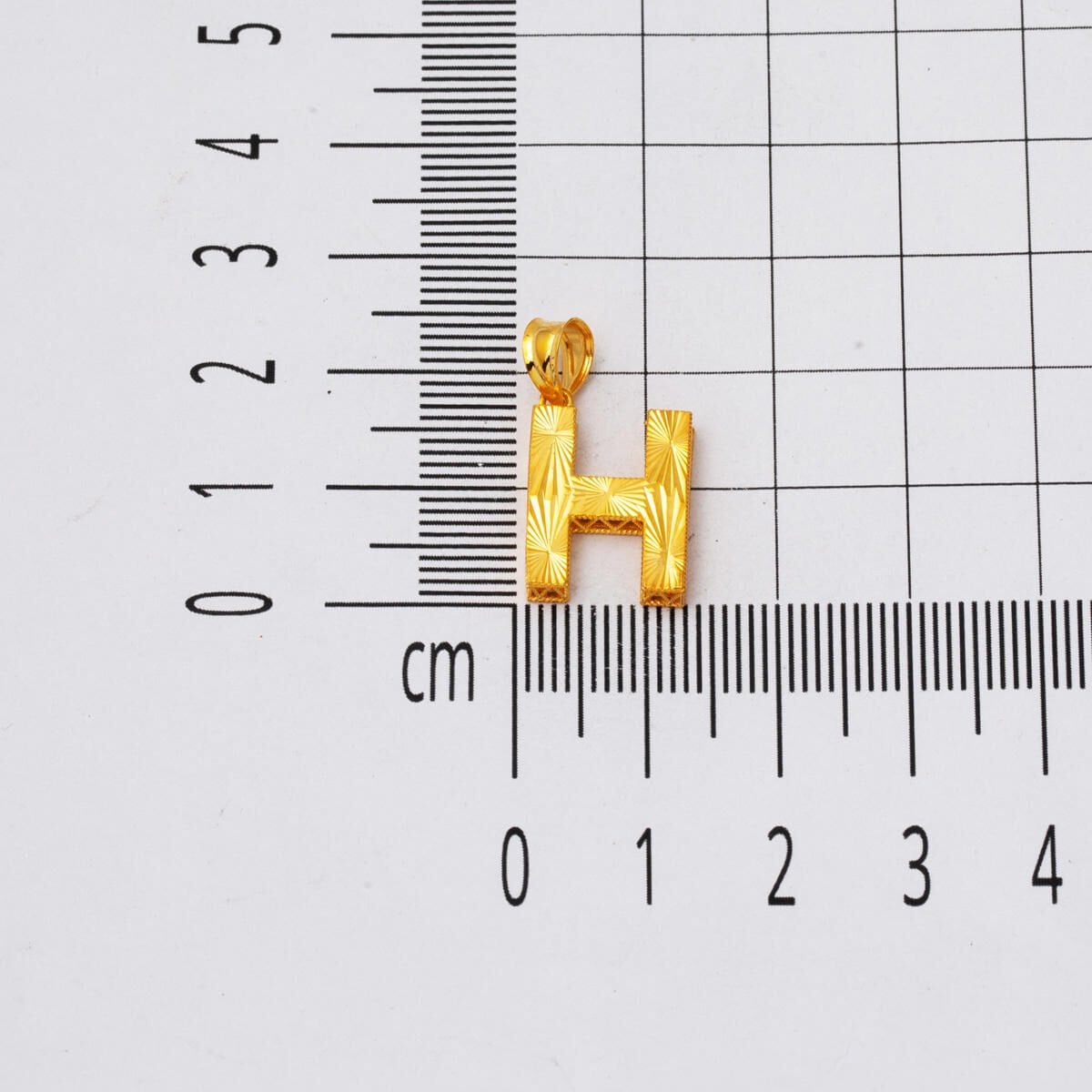 22K Yellow Gold H Initial 3 Dimensional Pendant
