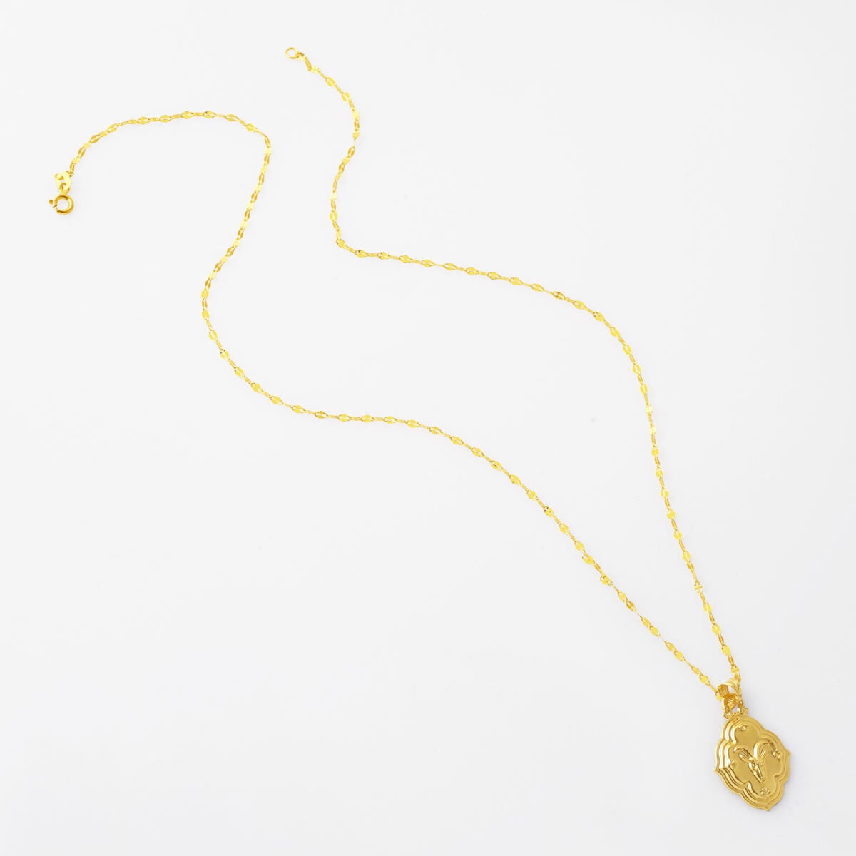 14K Yellow Gold Retro Capricorn Zodiac Necklace
