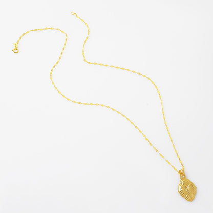 14K Yellow Gold Retro Capricorn Zodiac Pendant