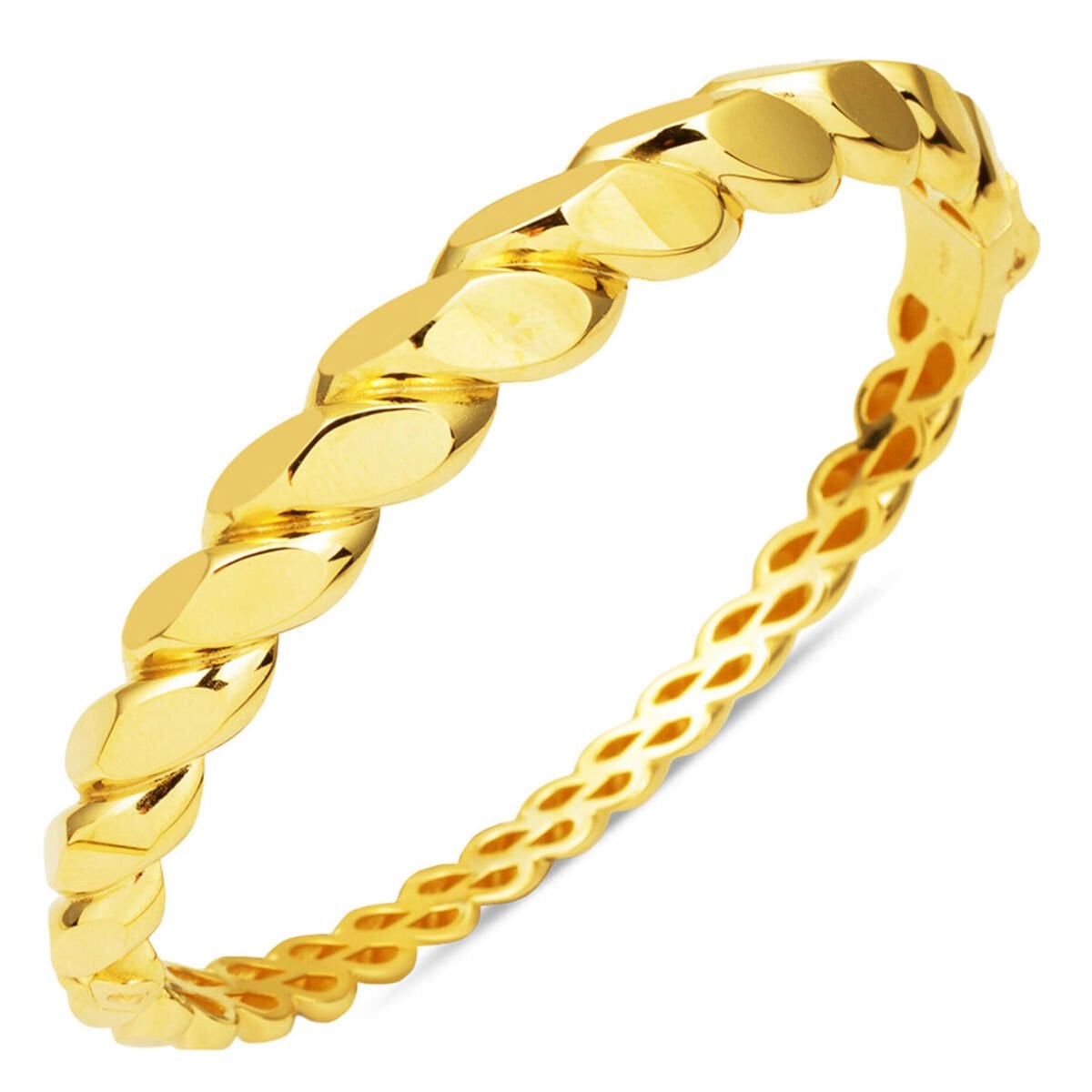 14K Yellow Gold Curb Twisted Bangle