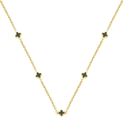14K Yellow Gold Emerald Mother-of-Pearl Designer Inspired Cubic Zirconia Necklace