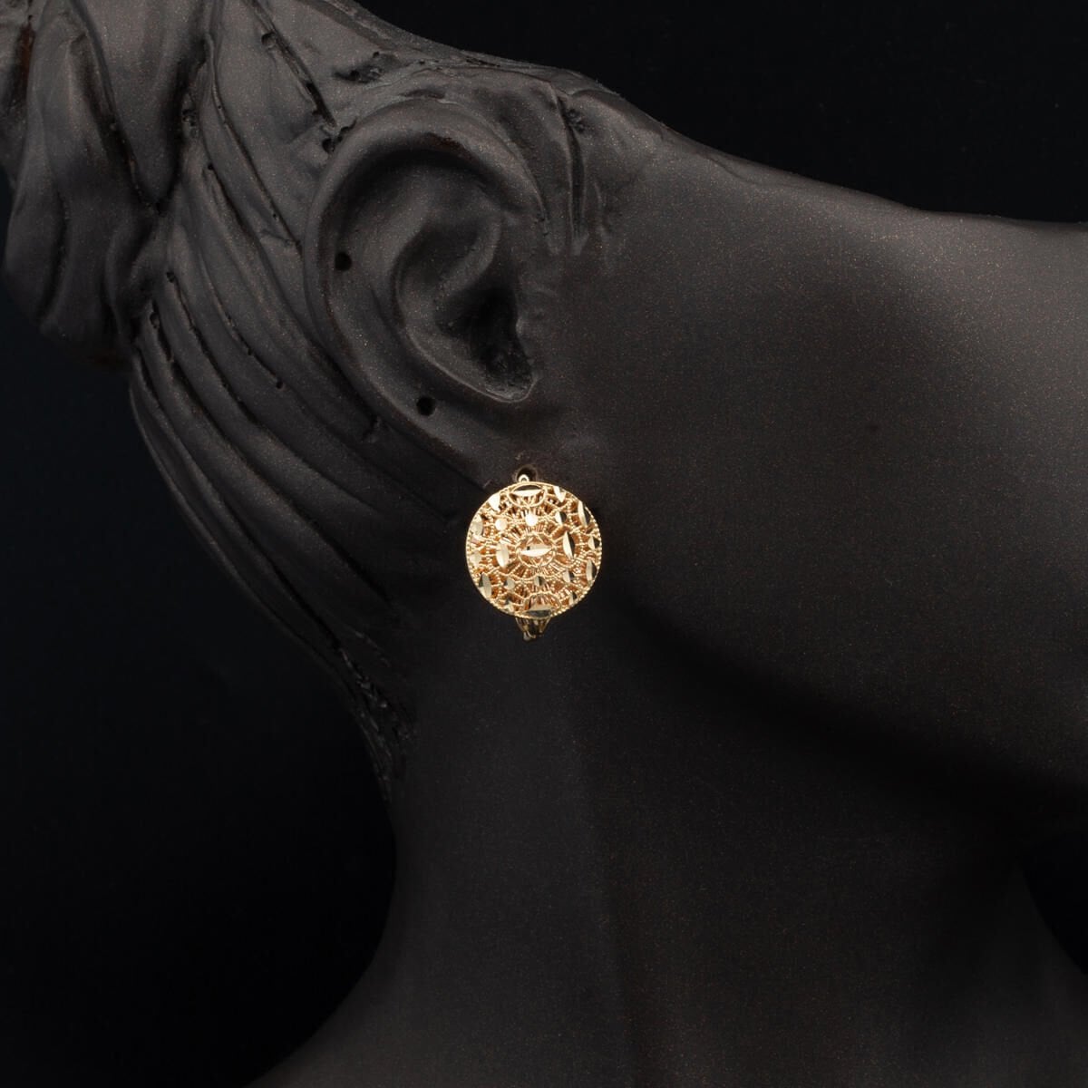 14K Yellow Gold Filigree Necklace and Earrings Jewelry Set