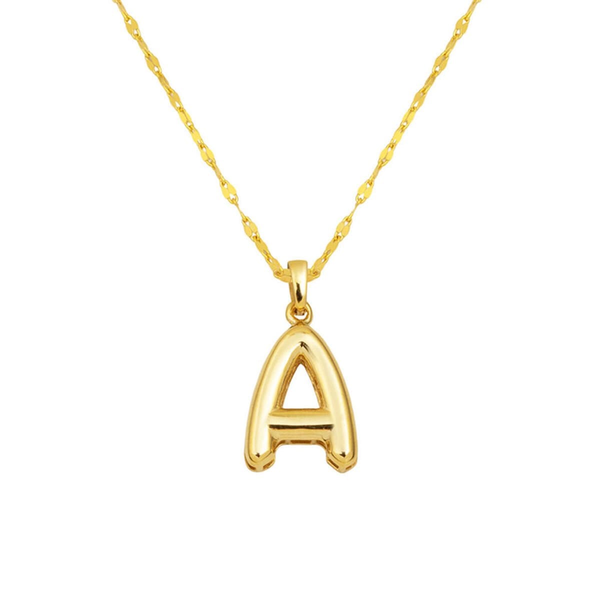 14K Yellow Gold Balloon Initial A Necklace