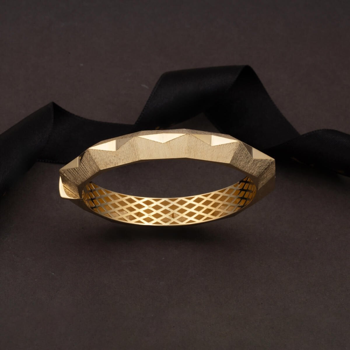 14K Yellow Gold Swallow Hinged Cuff Bangle
