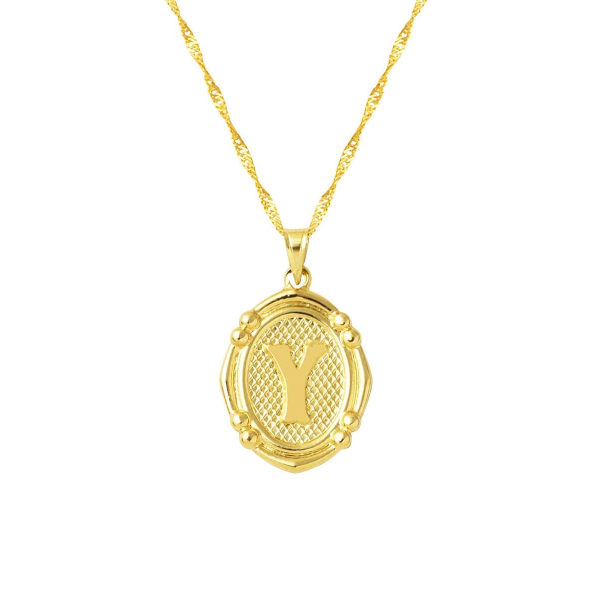 14K Yellow Gold Italian Initial Y Necklace