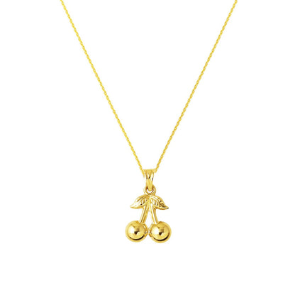 14K Yellow Gold Cherry Necklace