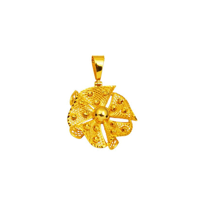 14K Yellow Gold Bead Filigree Pendant