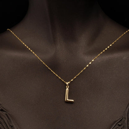 14K Yellow Gold Balloon Initial L Necklace