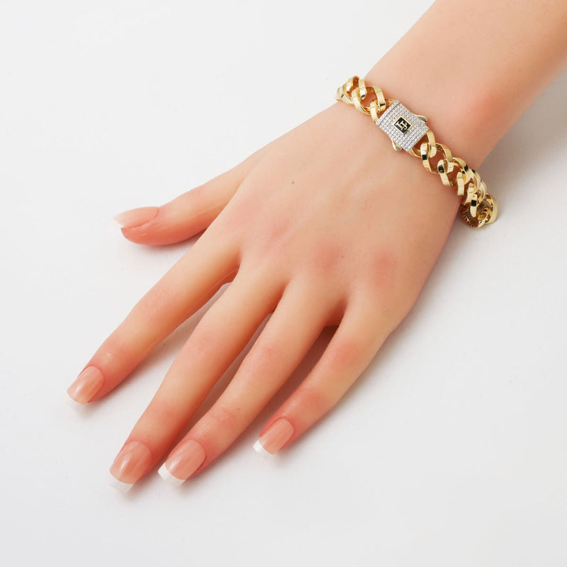 14K Yellow Gold Melina Curb Chain Cubic Zirconia Bracelet