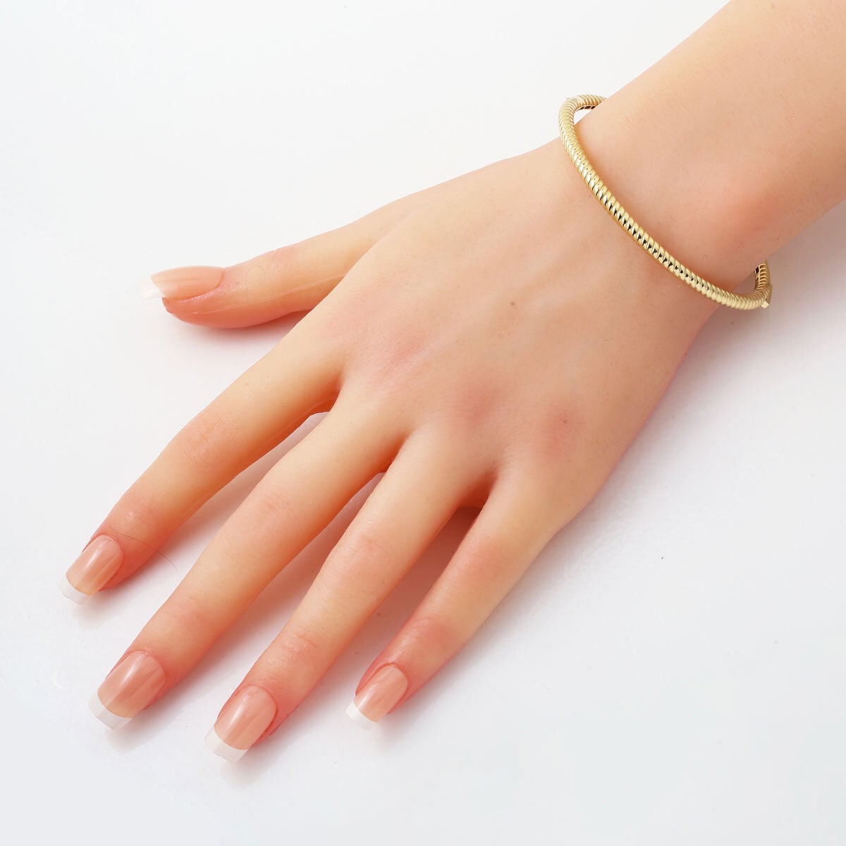14K Yellow Gold Twisted Hinged Cuff Bangle