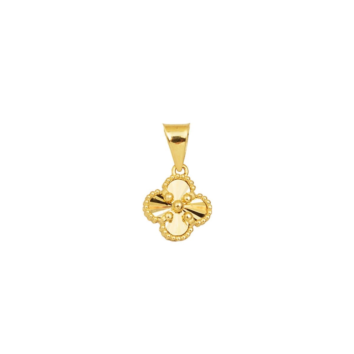 14K Yellow Gold Sparkling Clover Pendant (0.98 g)