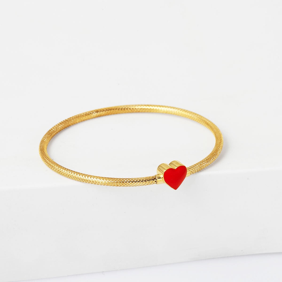 14K Yellow Gold Rose Heart Children's Bangle