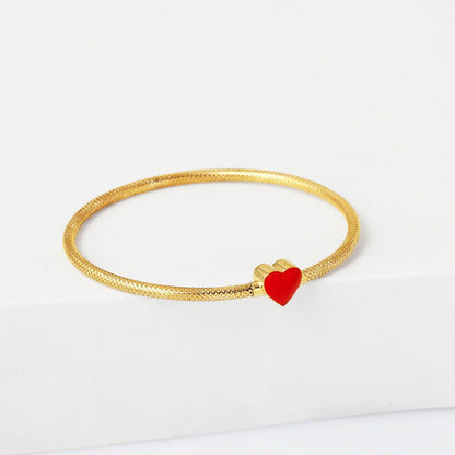 14K Yellow Gold Rose Heart Children's Bangle