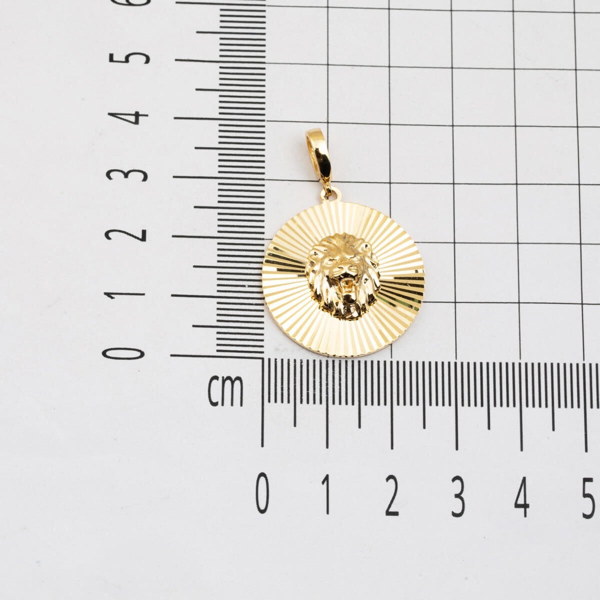 14K Yellow Gold Lion Head Medallion Pendant