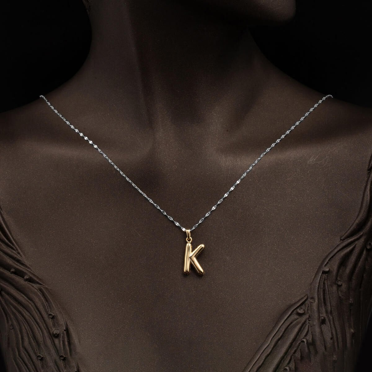 14K Yellow Gold Balloon Initial K Pendant