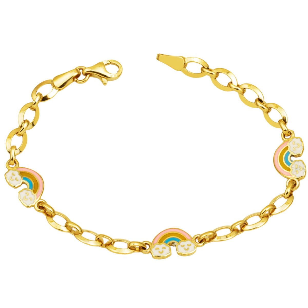 14K Yellow Gold Rainbow Enamel Children's Bracelet