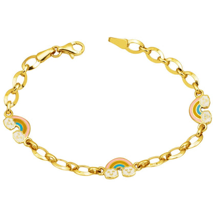 14K Yellow Gold Rainbow Enamel Children's Bracelet