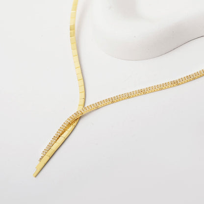 14K Yellow Gold Drop Tennis Cubic Zirconia Bridal Set