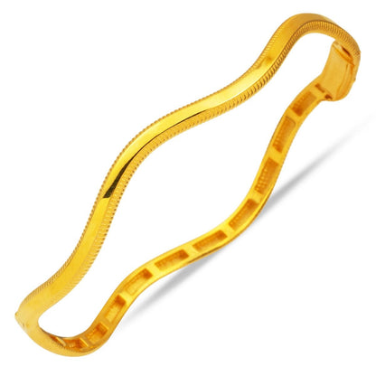 14K Yellow Gold Zigzag Ajda Hinged Cuff Bangle (7.75 g)