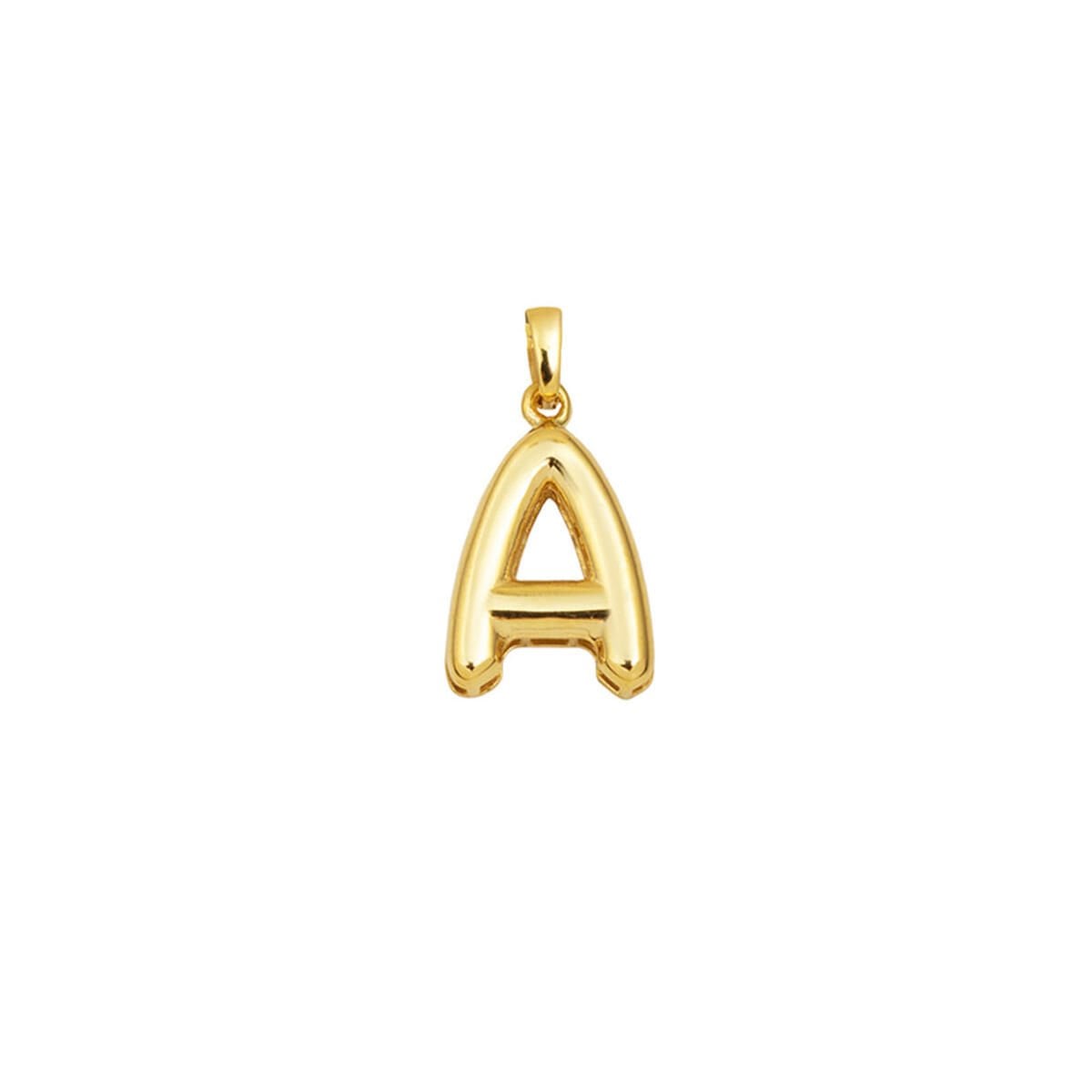 14K Yellow Gold Balloon Initial A Pendant