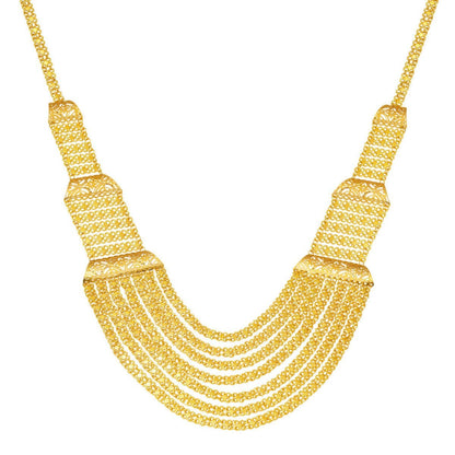 14K Yellow Gold 7 Row Urfa Handcrafted Collar Necklace
