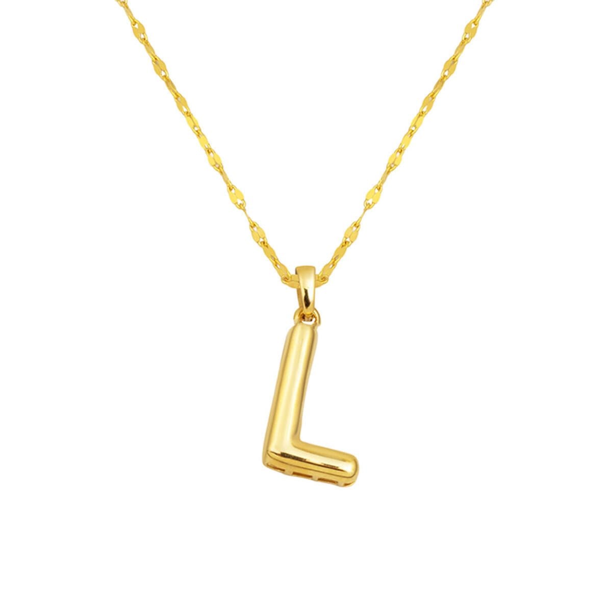 14K Yellow Gold Balloon Initial L Necklace