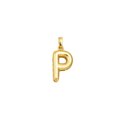 14K Yellow Gold Balloon P Initial Pendant