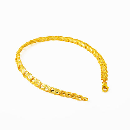 14K Yellow Gold Wheat Bracelet