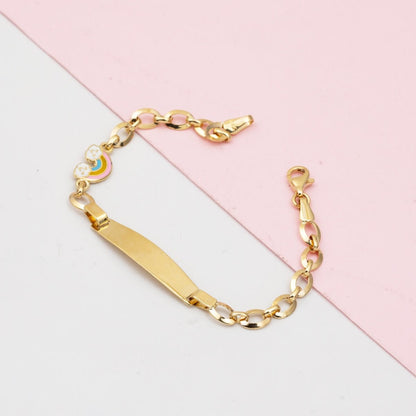 14K Yellow Gold Rainbow Plate Children's ID Bracelet