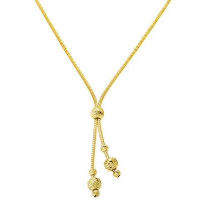 14K Yellow Gold Braided Chain Gold Bead Necklace
