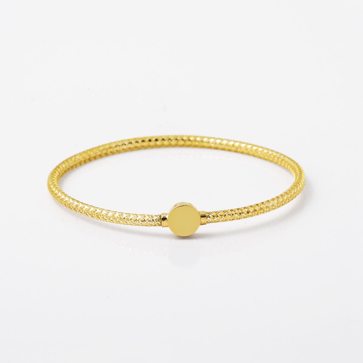 14K Yellow Gold Cylinder Italian Stretch Bracelet