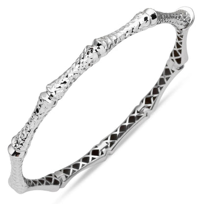 14K White Gold Sparkling Hinged Cuff Bracelet