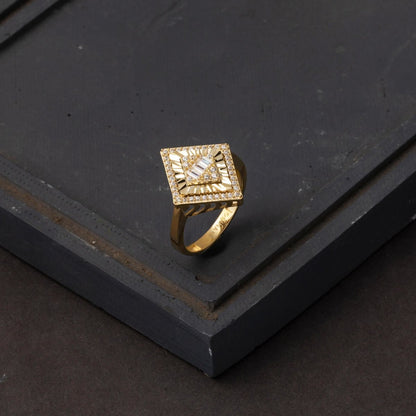 14K Yellow Gold Illusion Baguette Cubic Zirconia Ring