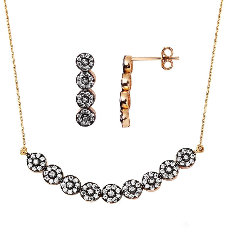14K Rose Gold Efruz Cubic Zirconia Necklace and Earrings Set