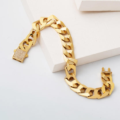 14K Yellow Gold Elisa Italian Curb Cubic Zirconia Bracelet