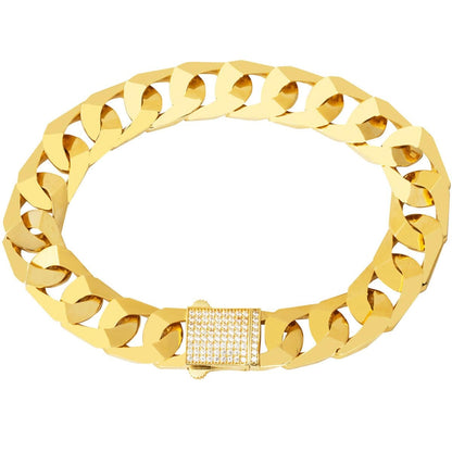 14K Yellow Gold Elisa Italian Curb Cubic Zirconia Bracelet
