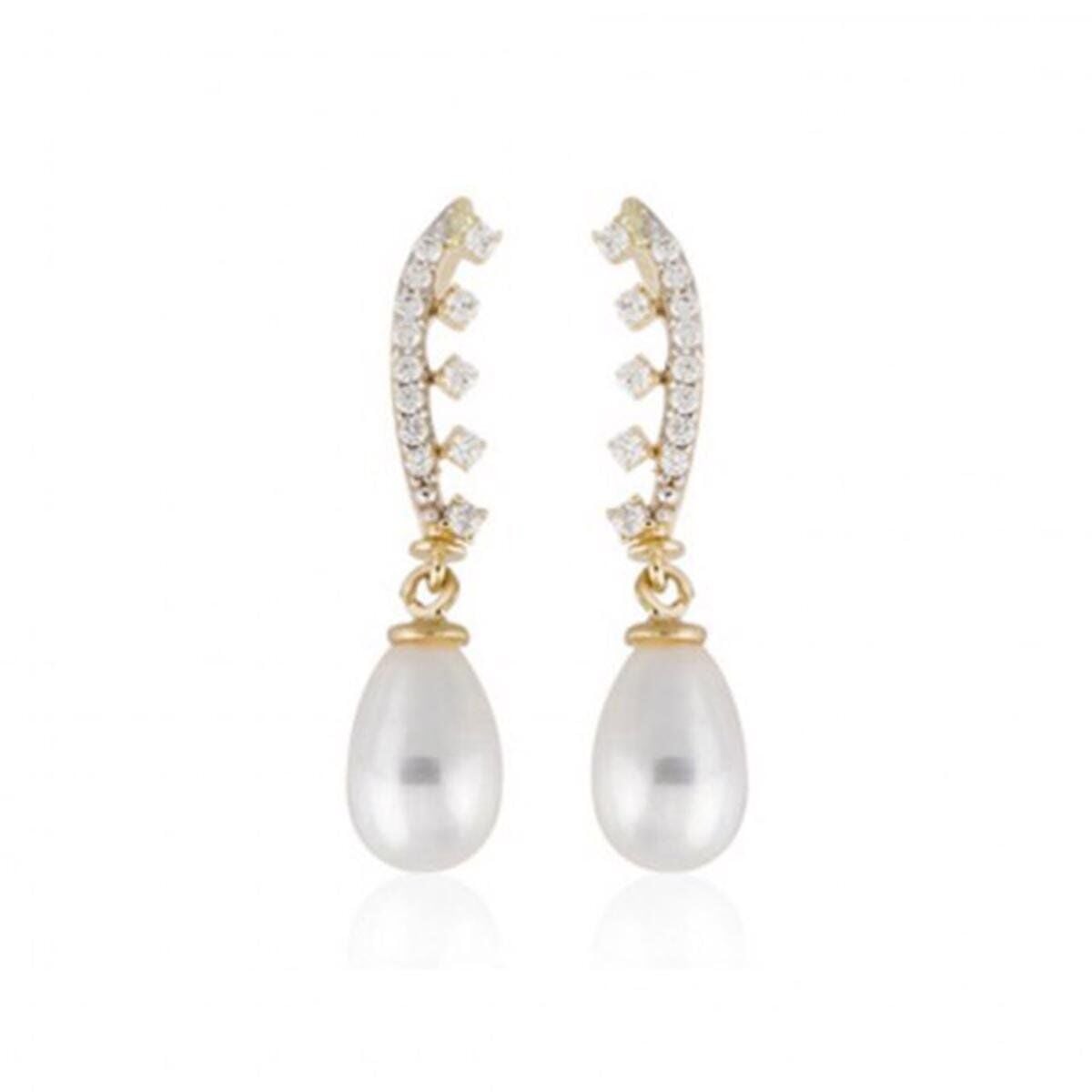 14K Yellow Gold Enna Pearl Earrings
