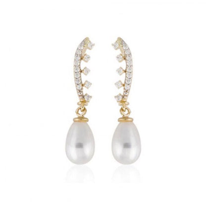 14K Yellow Gold Enna Pearl Earrings