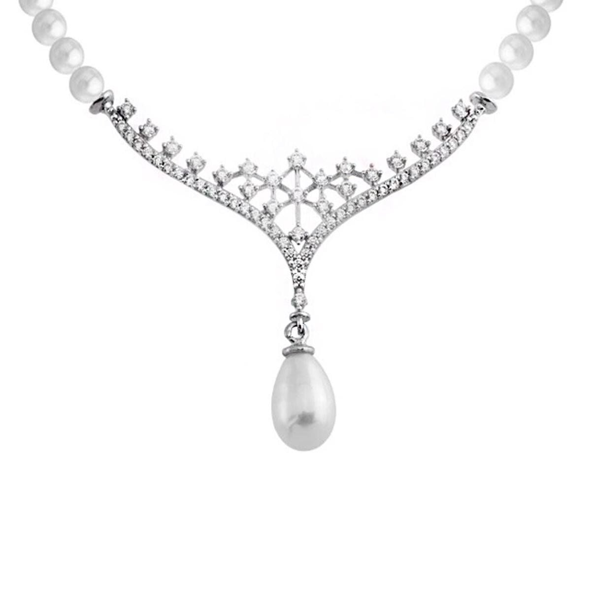 14K White Gold Enna Pearl Collar Necklace