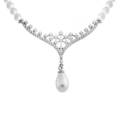 14K White Gold Enna Pearl Collar Necklace