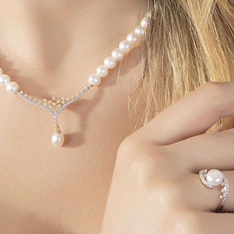 14K White Gold Enna Pearl Collar Necklace