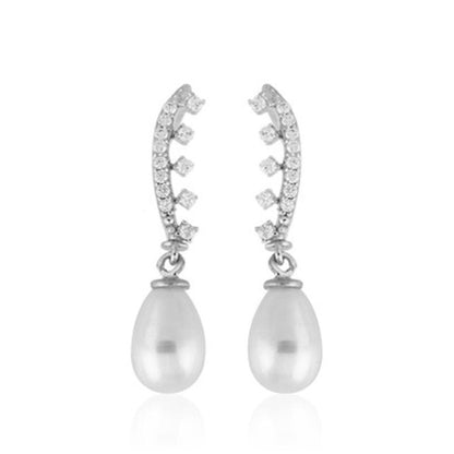 14K White Gold Enna Pearl Earrings