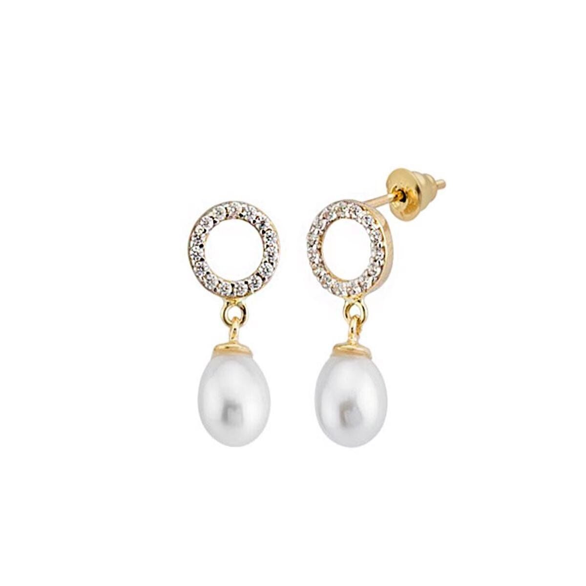14K Yellow Gold Era Pearl Earrings