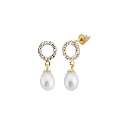 14K Yellow Gold Era Pearl Earrings