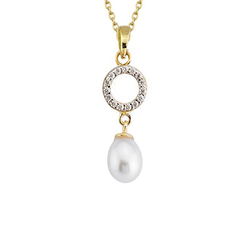 14K Yellow Gold Era Hoop Pearl Necklace