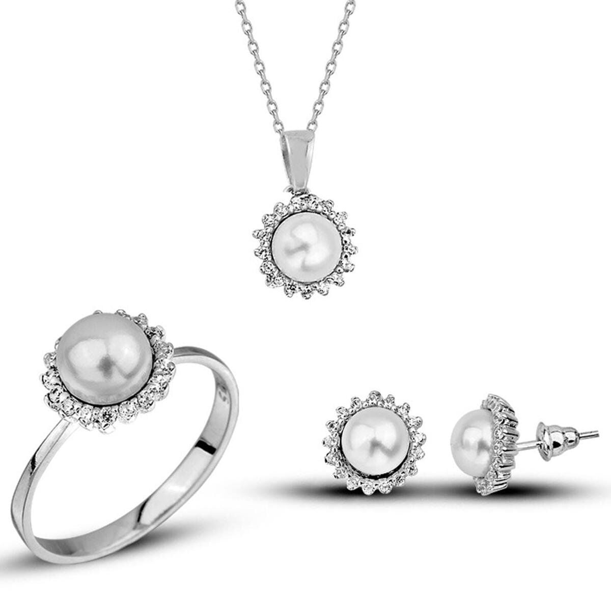 14K White Gold Este Pearl Jewelry Set