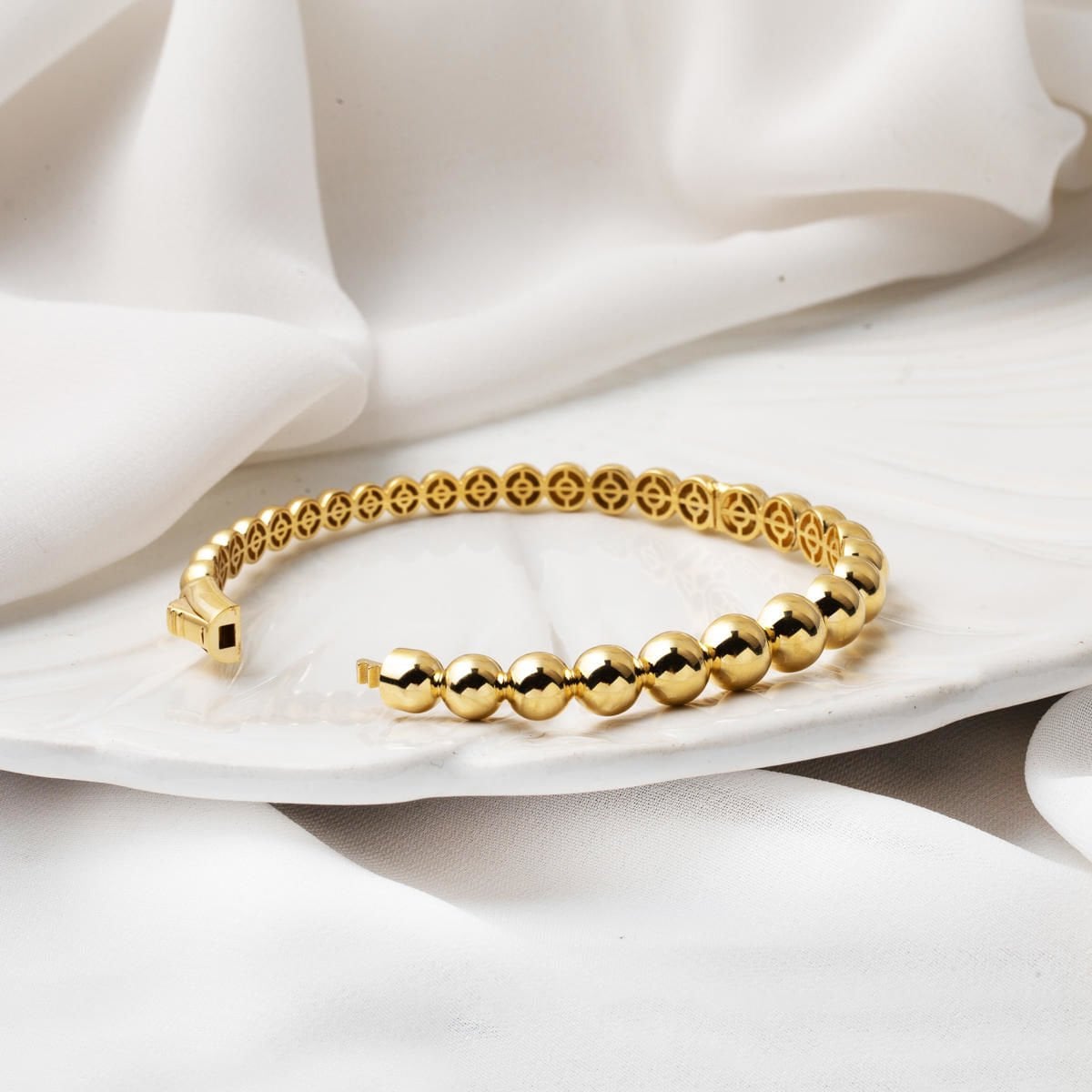 14K Yellow Gold Eterna Hinged Cuff Bangle