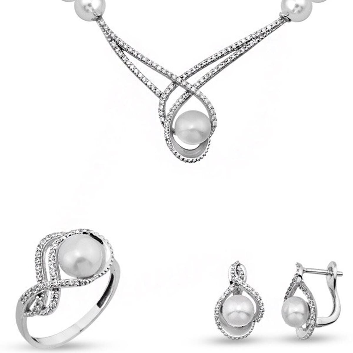 14K White Gold Etna Pearl Bridal Set