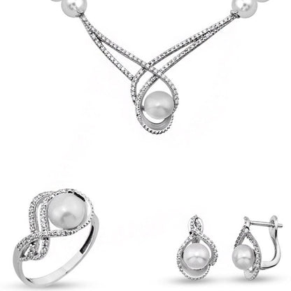 14K White Gold Etna Pearl Bridal Set